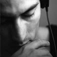 Man listening to music on his headphones
